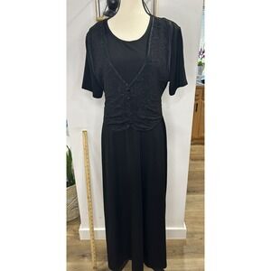 Vintage Nina Piccalino Size 12Black Women Dress Sequins Padded Shoulder Zippered